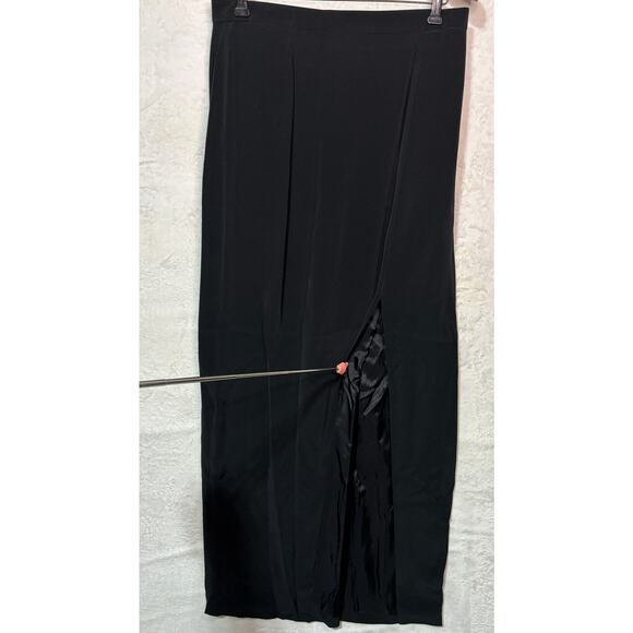 Vintage OLEG CASSINI Black Tie Maxi Skirt Long Slit Lined Black Formal | Size 14 - Picture 1 of 8